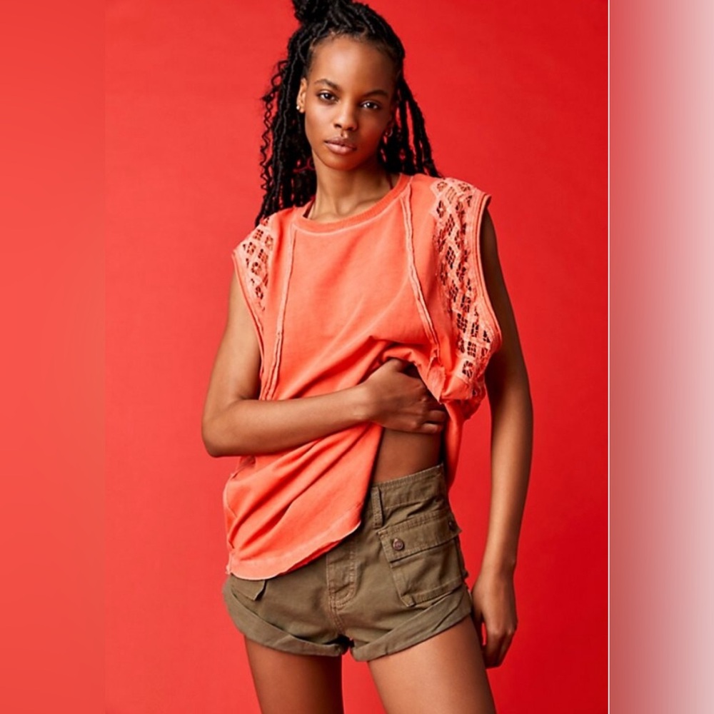 Free People Table for Two Tee Coral XS
